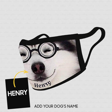 Personalized Dog Gift Idea - Alaskan Malamute Face With Nobita Glasses For Dog Lovers - Cloth Mask